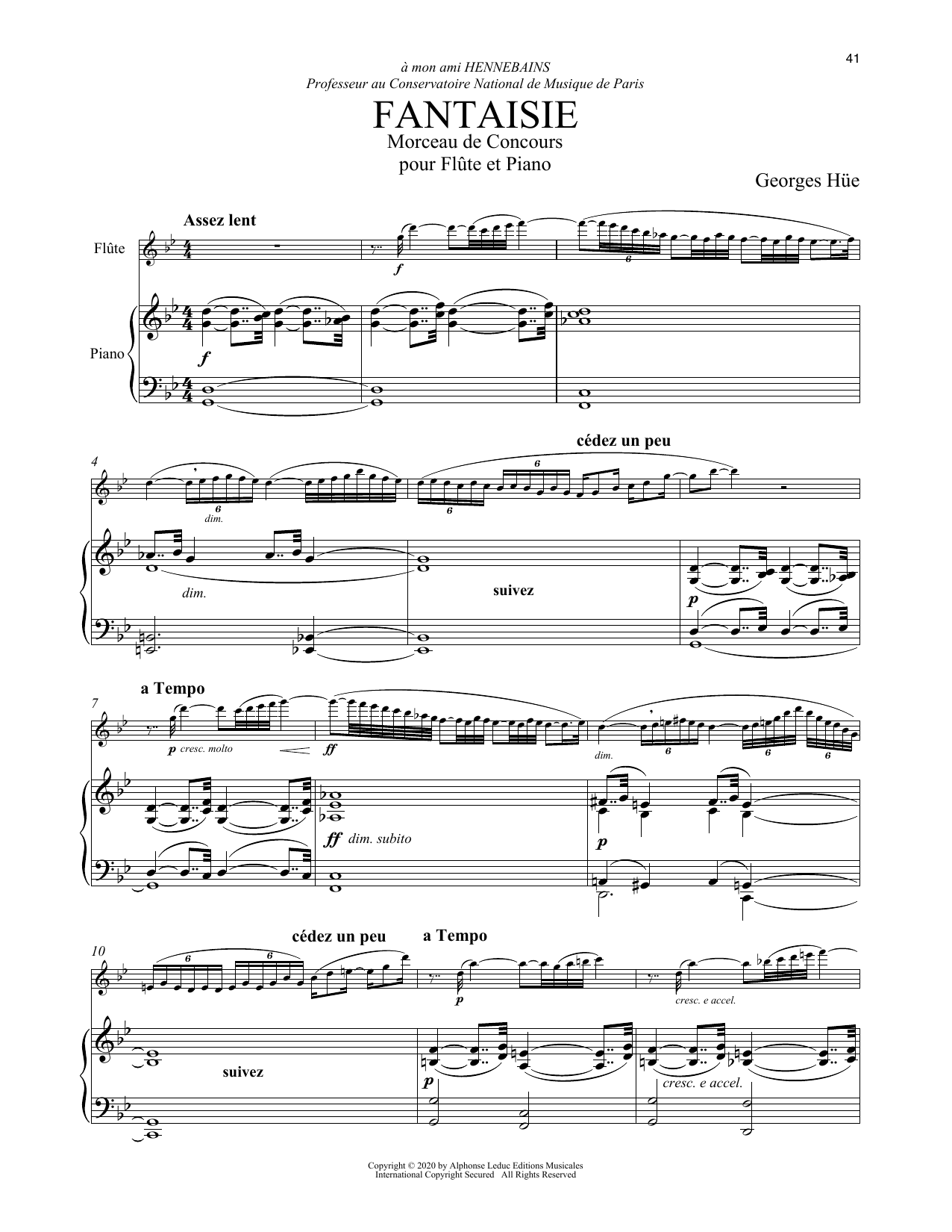 Learn to play Georges Hue Fantaisie sheet music for Flute and Piano in minutes. Price: 6.9900$ Georges Hue Fantaisie sheet music notes and chords arranged for Flute and Piano