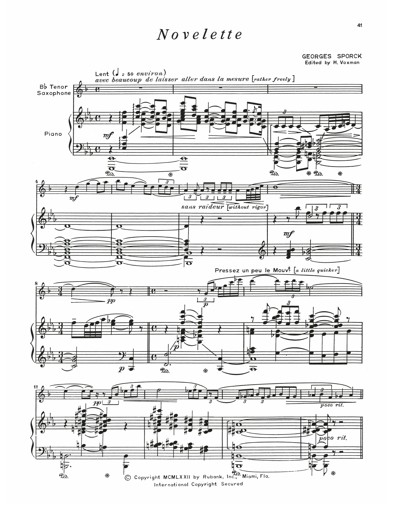 Georges Sporck Novelette sheet music notes and chords. Download Printable PDF.