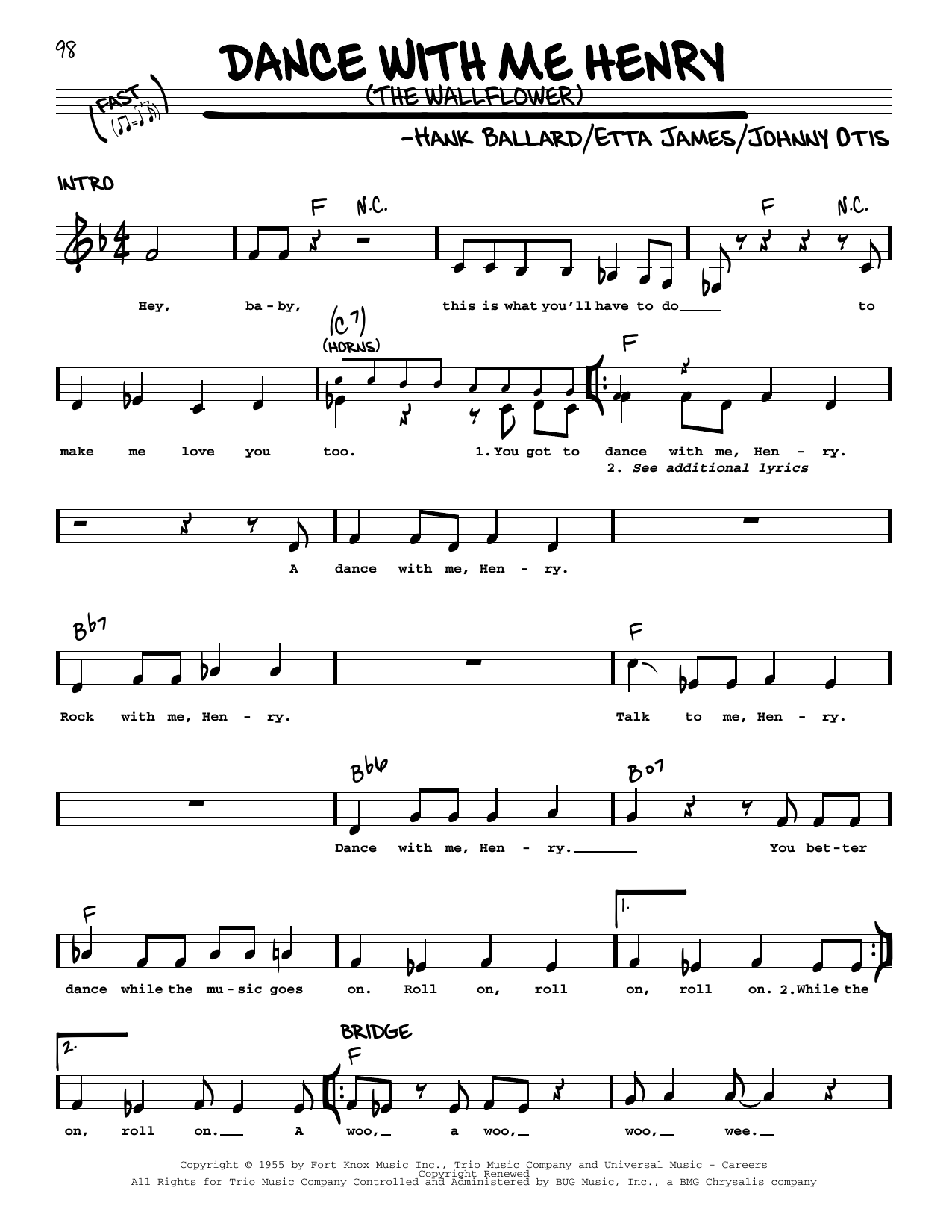 Georgia Gibbs Dance With Me Henry (The Wallflower) sheet music notes and chords arranged for Real Book – Melody & Chords