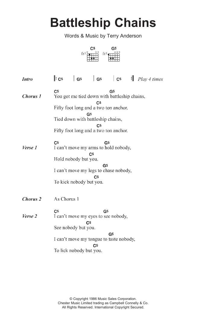 Georgia Satellites Battleship Chains sheet music notes and chords. Download Printable PDF.