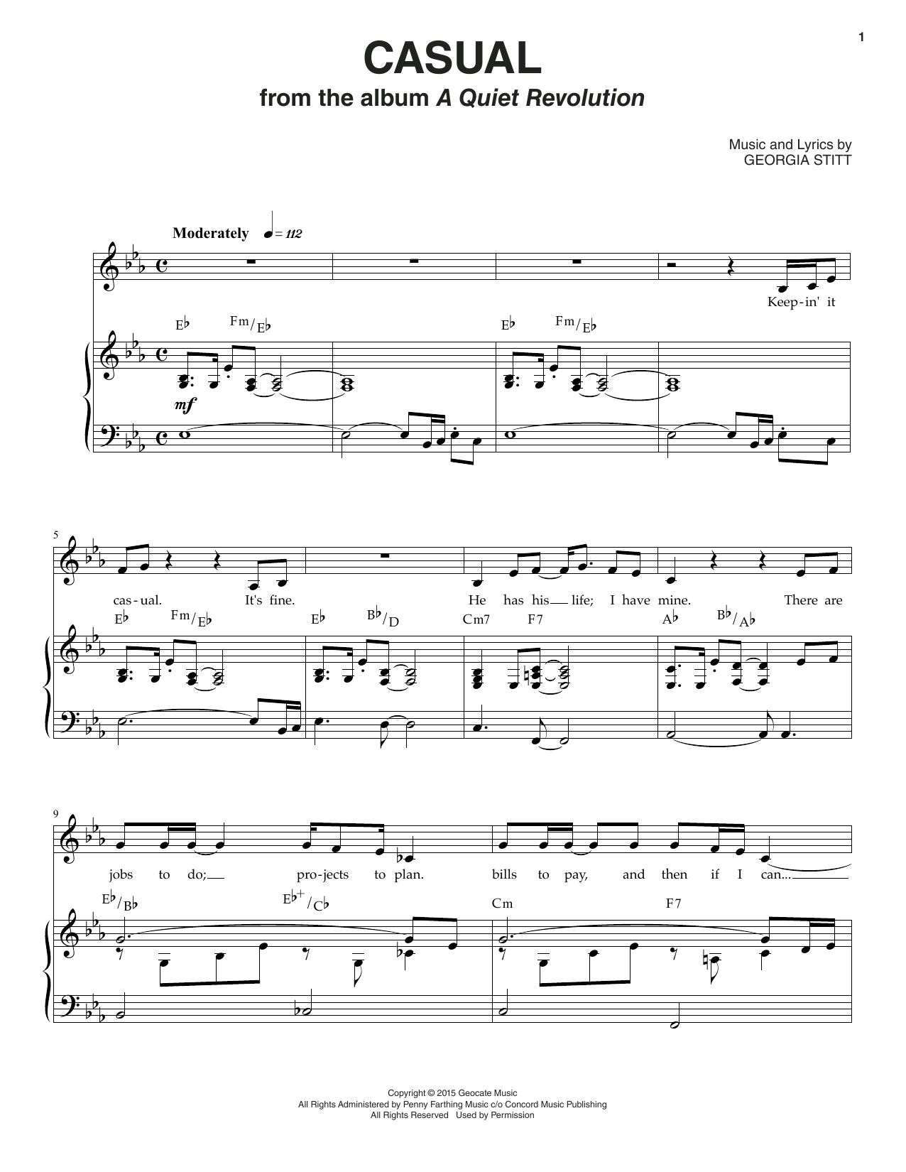 Georgia Stitt Casual sheet music notes and chords. Download Printable PDF.