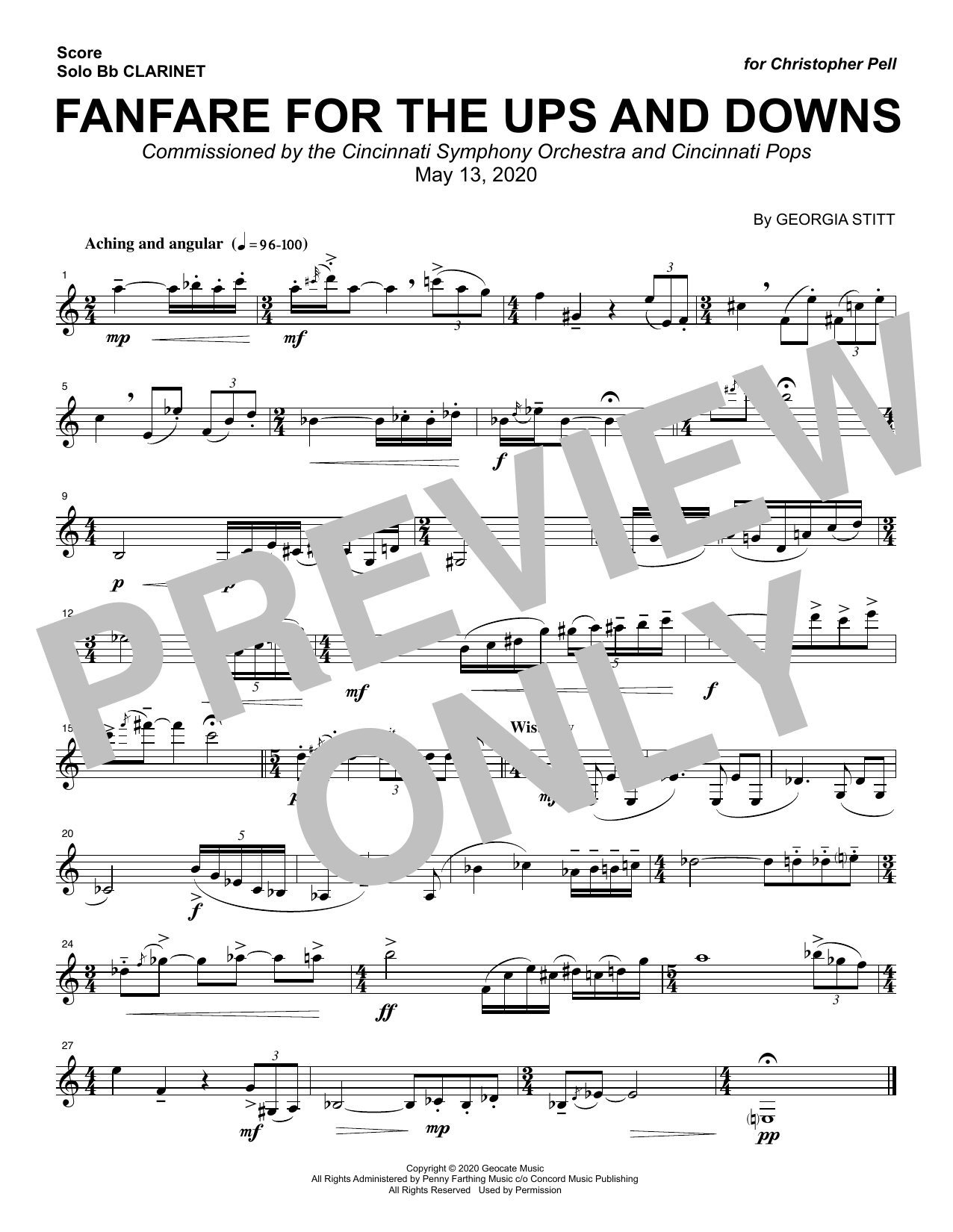 Georgia Stitt Fanfare For The Ups And Downs sheet music notes and chords. Download Printable PDF.