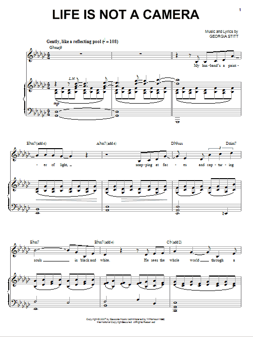 Learn to play Georgia Stitt Life Is Not A Camera sheet music for Piano & Vocal in minutes. Price: 7.8900$ Georgia Stitt Life Is Not A Camera sheet music notes and chords arranged for Piano & Vocal