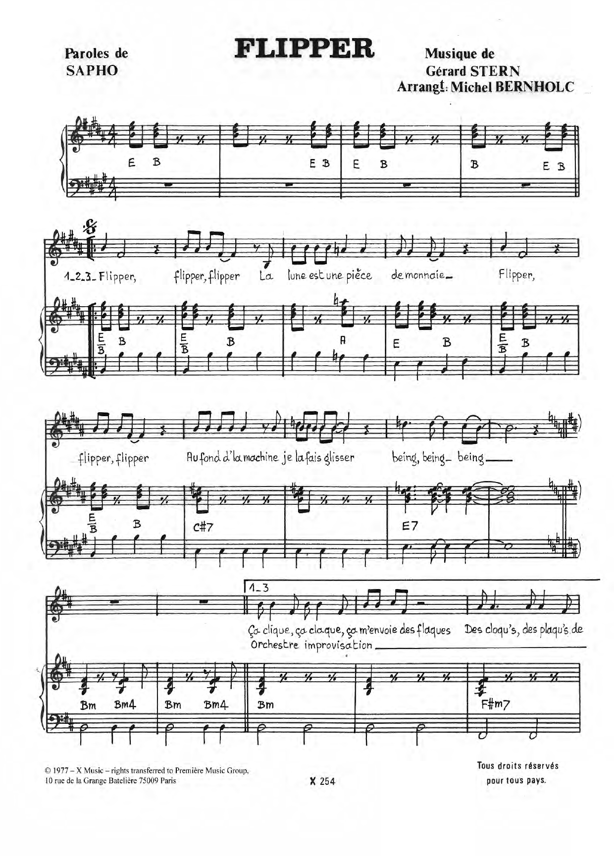 Learn to play Gerard Stern Flipper sheet music for Piano & Vocal in minutes. Price: 7.8900$ Gerard Stern Flipper sheet music notes and chords arranged for Piano & Vocal