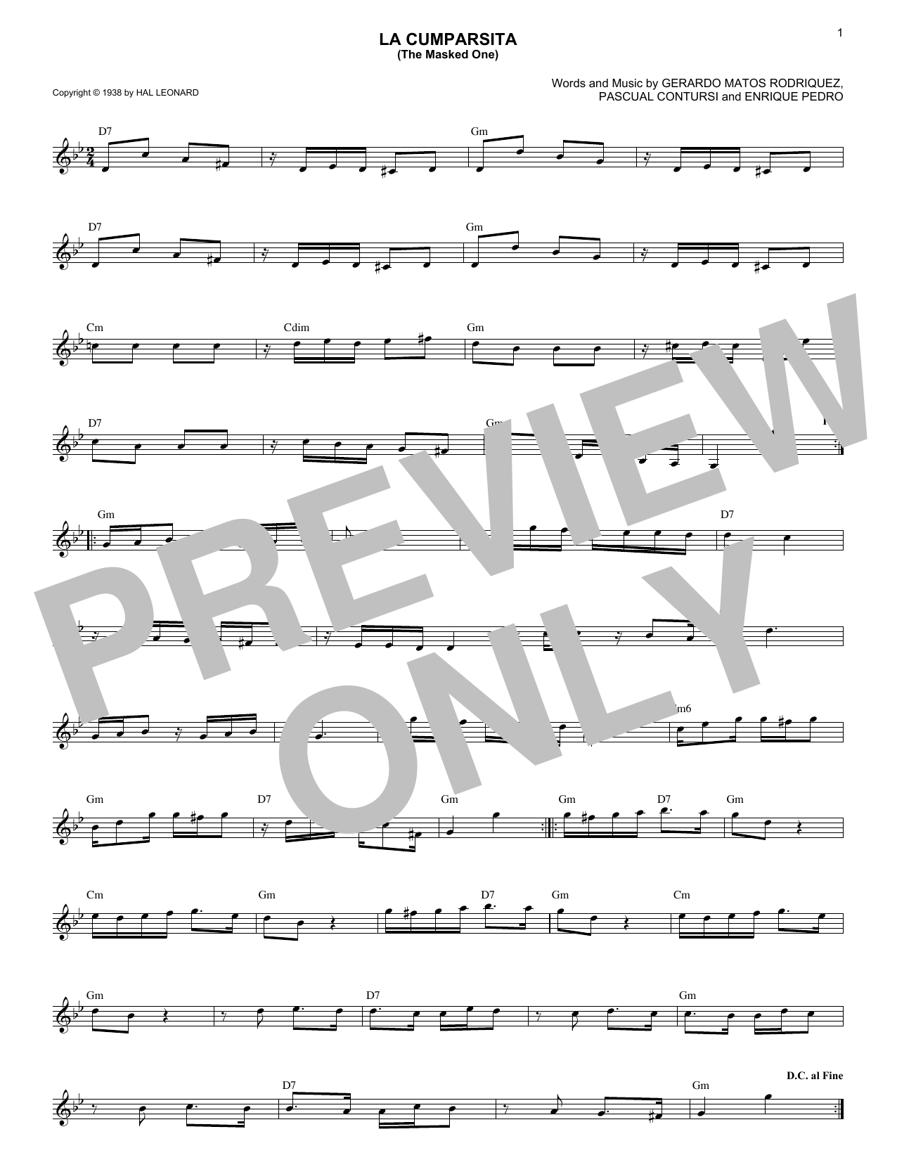 Gerardo Matos Rodriguez La Cumparsita (The Masked One) sheet music notes and chords. Download Printable PDF.