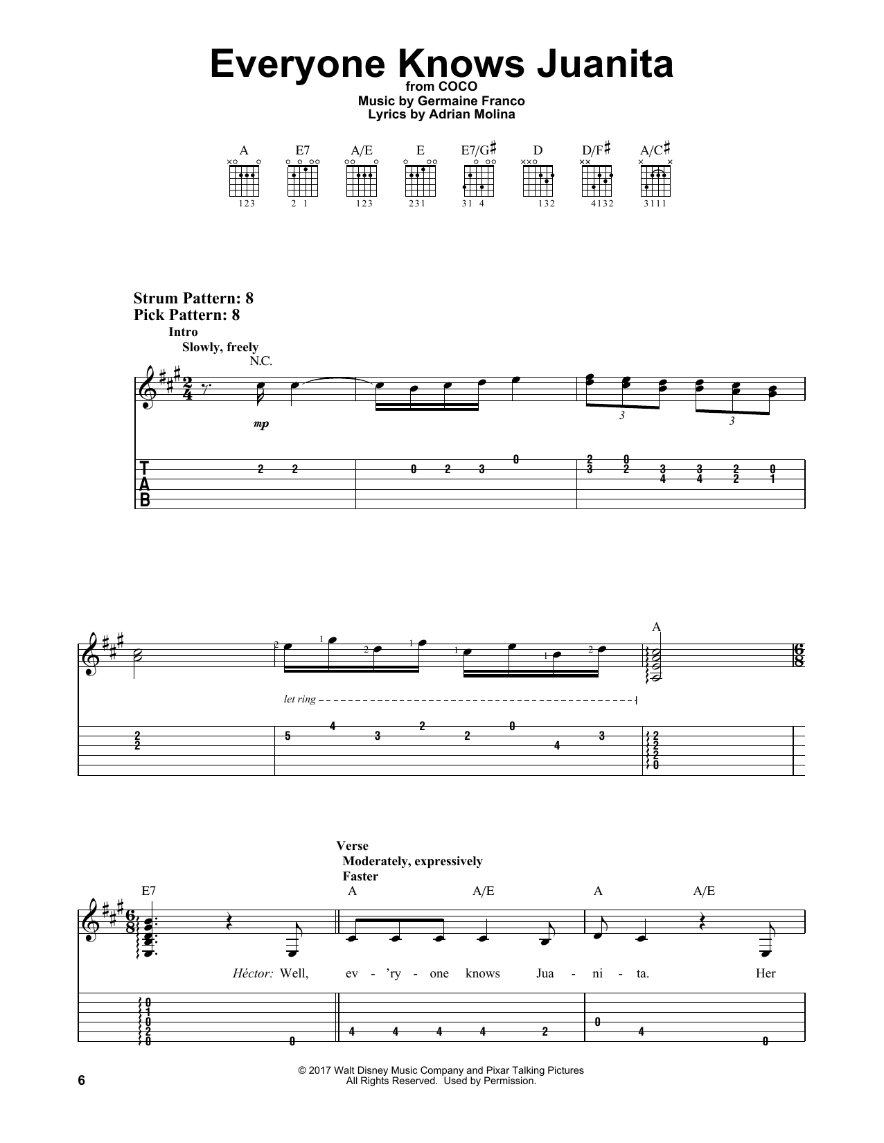 Germaine Franco & Adrian Molina Everyone Knows Juanita (from Coco) sheet music notes and chords. Download Printable PDF.