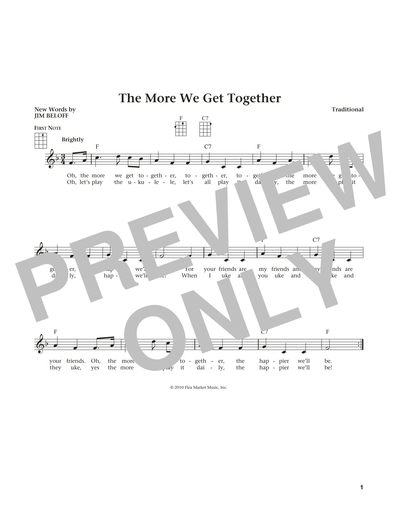 Learn to play German Folk Song More We Get Together (from The Daily Ukulele) (arr. Liz and Jim Beloff) sheet music for Ukulele in minutes. Price: 5.9900$ German Folk Song More We Get Together (from The Daily Ukulele) (arr. Liz and Jim Beloff) sheet music notes and chords arranged for Ukulele