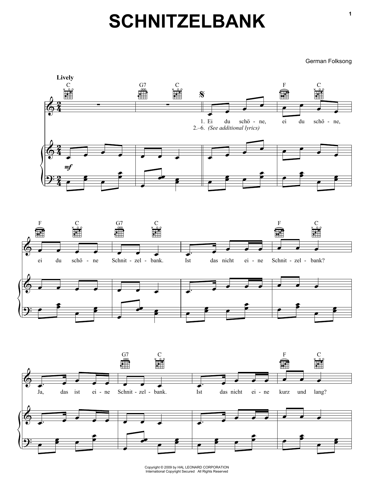 German Folk Song Schnitzelbank sheet music notes and chords. Download Printable PDF.