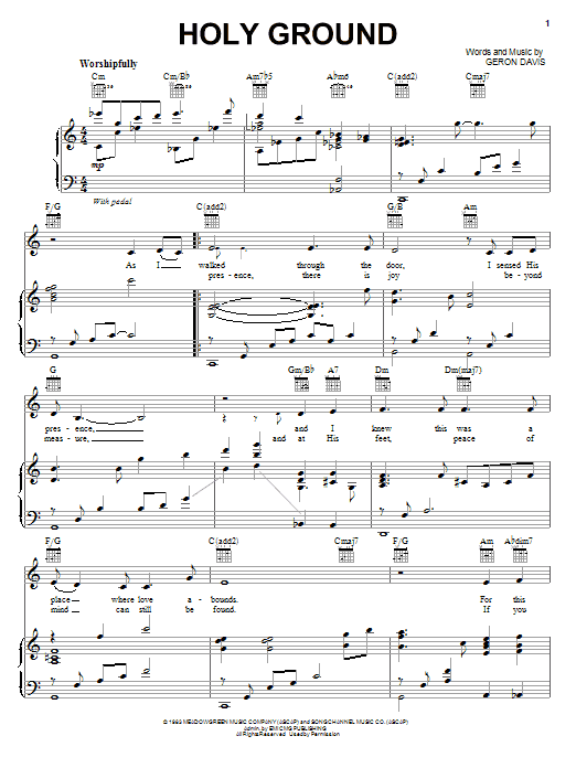 Geron Davis Holy Ground sheet music notes and chords. Download Printable PDF.