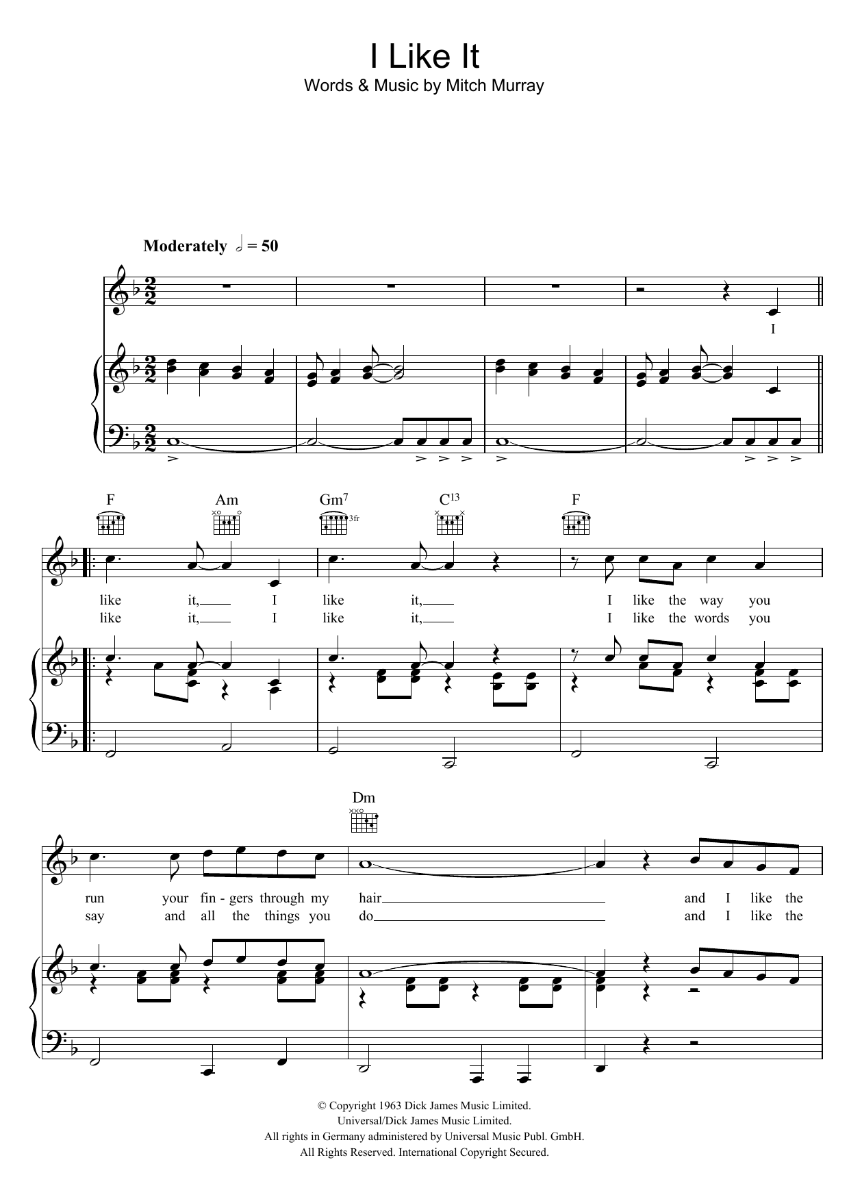 Gerry And The Pacemakers I Like It sheet music notes and chords. Download Printable PDF.