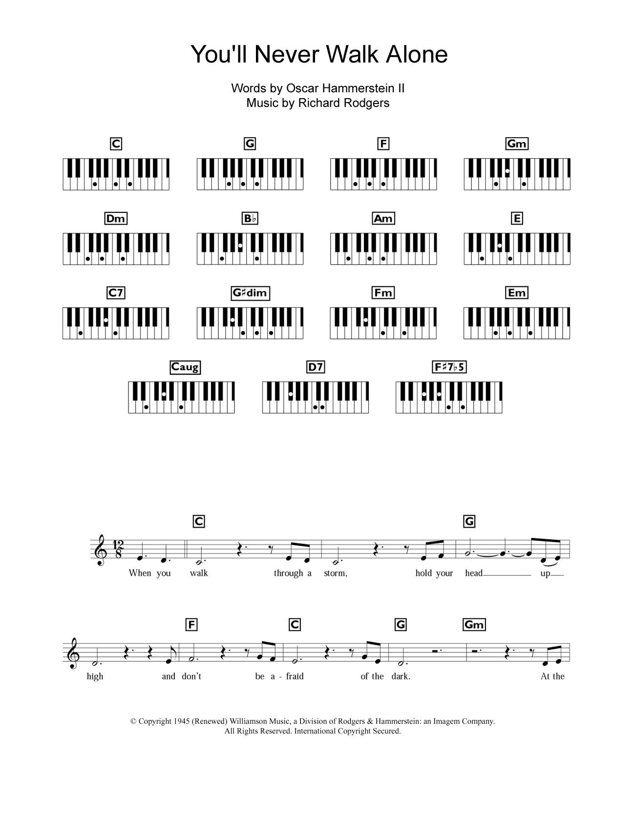 Gerry And The Pacemakers You'll Never Walk Alone (from Carousel) sheet music notes and chords. Download Printable PDF.