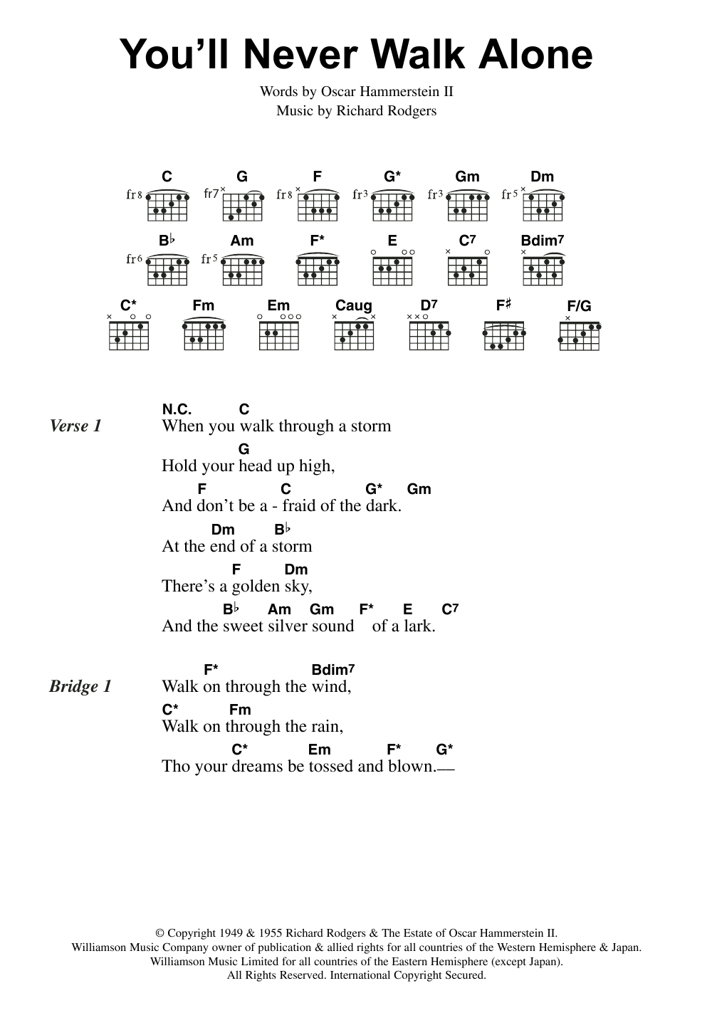 Gerry And The Pacemakers You'll Never Walk Alone sheet music notes and chords. Download Printable PDF.