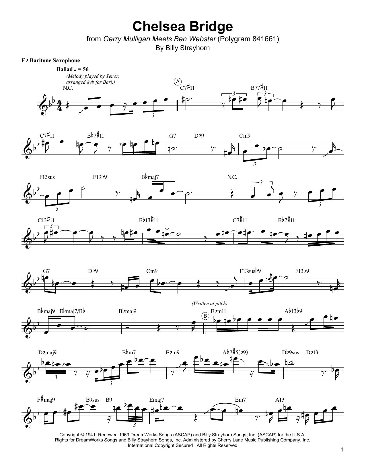 Gerry Mulligan Chelsea Bridge sheet music notes and chords. Download Printable PDF.