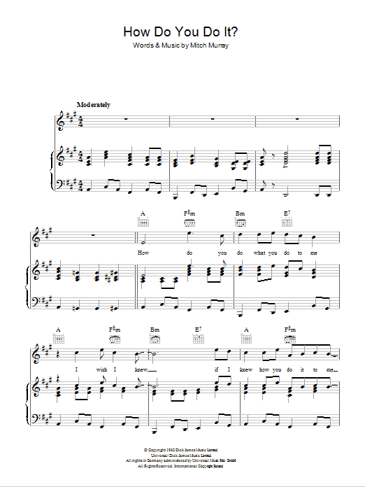 Gerry And The Pacemakers How Do You Do It? sheet music notes and chords. Download Printable PDF.