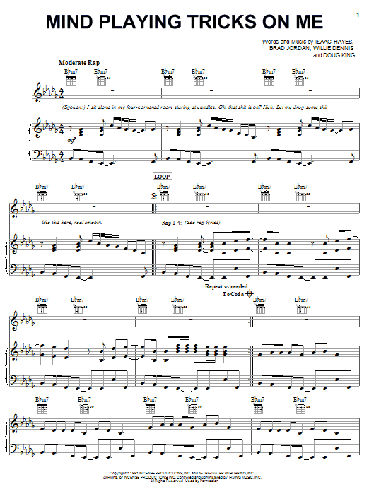 Learn to play Geto Boys Mind Playing Tricks On Me sheet music for Piano, Vocal & Guitar Chords (Right-Hand Melody) in minutes. Price: 7.8900$ Geto Boys Mind Playing Tricks On Me sheet music notes and chords arranged for Piano, Vocal & Guitar Chords (Right-Hand Melody)