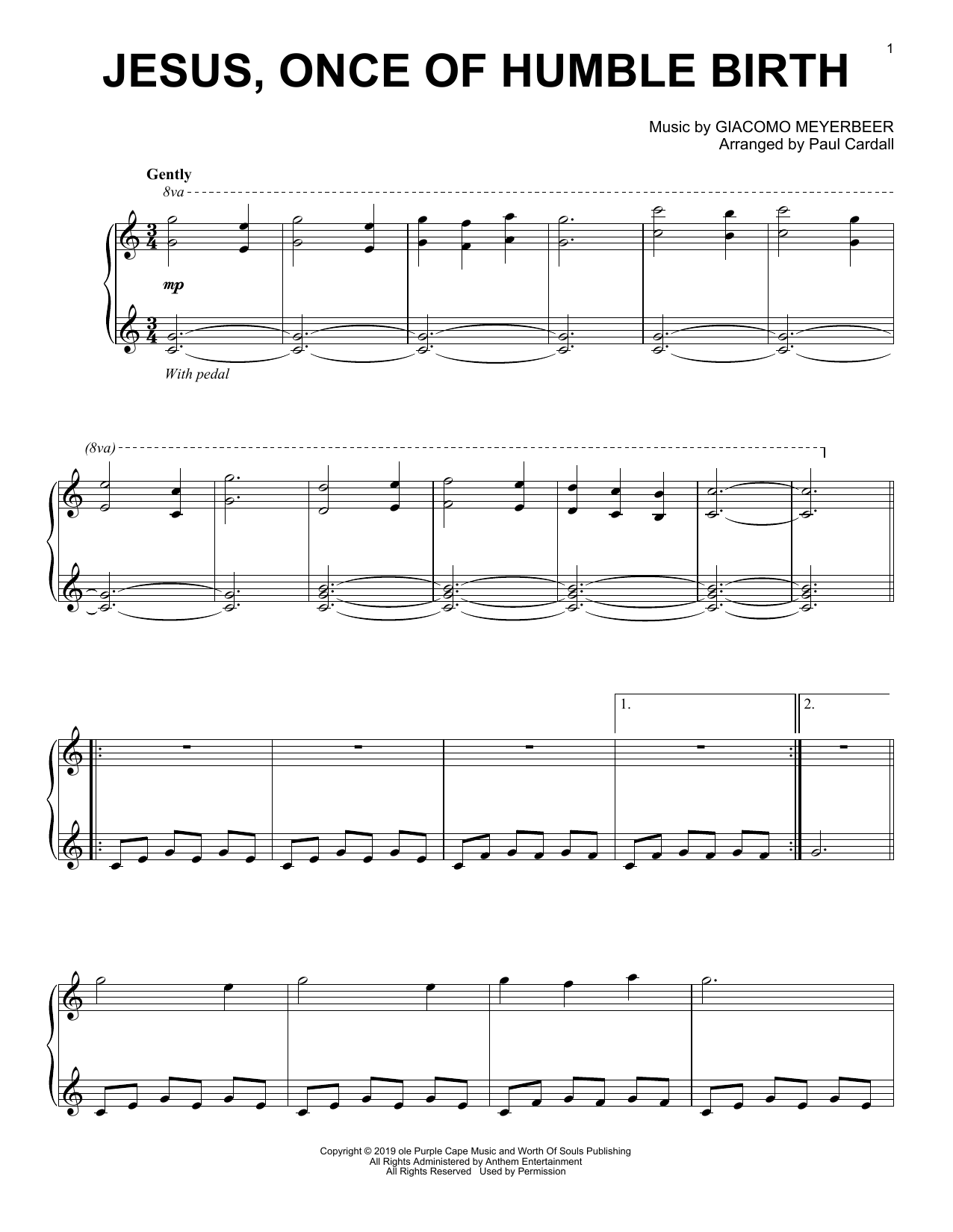 Giacomo Meyerbeer and Parley P. Pratt Jesus Once Of Humble Birth (arr. Paul Cardall) sheet music notes and chords. Download Printable PDF.