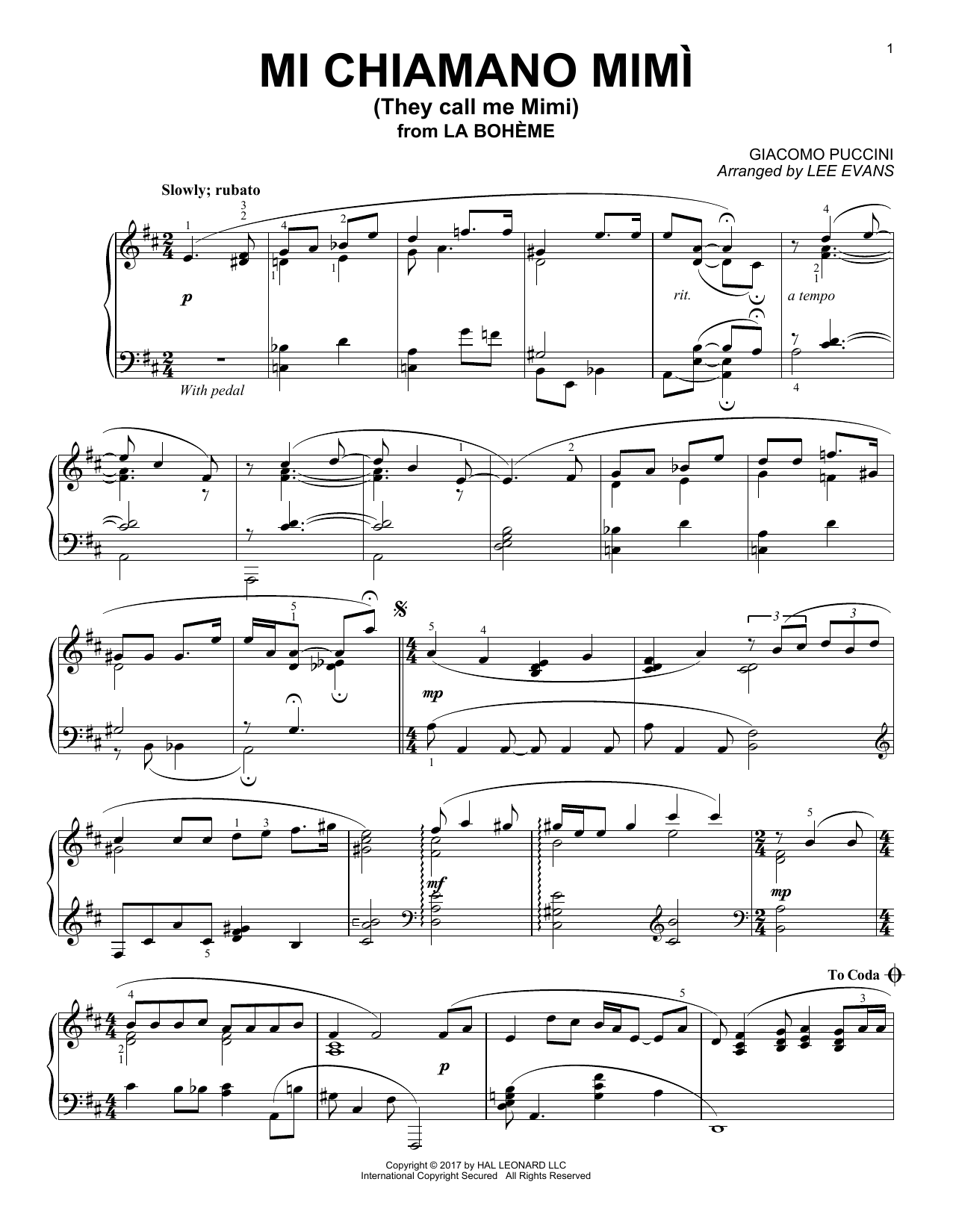 Learn to play Lee Evans Me Chiamano Mimi sheet music for Piano Solo in minutes. Price: 7.8900$ Lee Evans Me Chiamano Mimi sheet music notes and chords arranged for Piano Solo