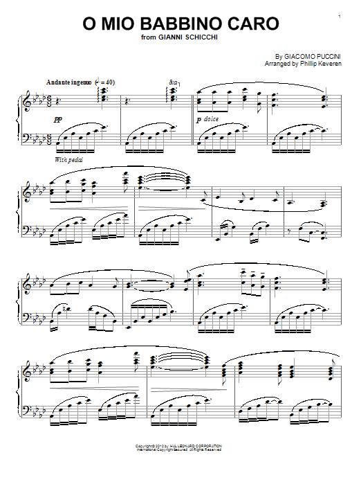 Giacomo Puccini O Mio Babbino Caro sheet music notes and chords arranged for Piano Solo