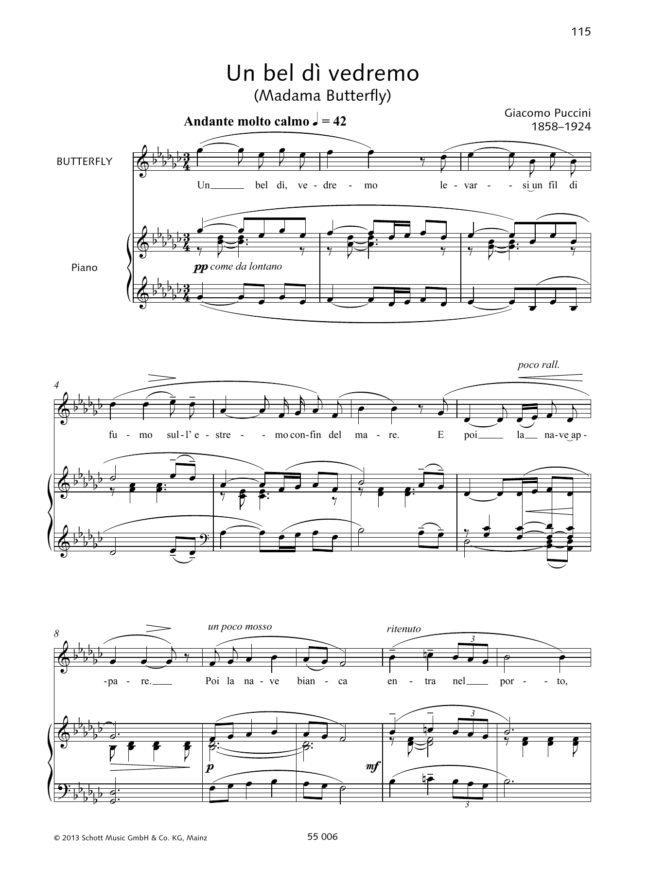 Giacomo Puccini Un Bel Di Vedremo sheet music notes and chords. Download Printable PDF.