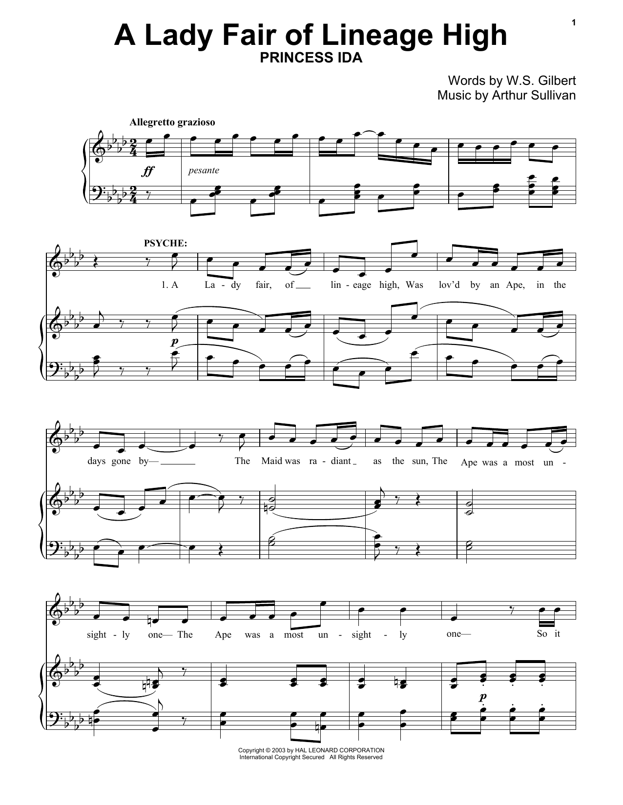 Learn to play Gilbert & Sullivan A Lady Fair sheet music for Piano Solo in minutes. Price: 7.8900$ Gilbert & Sullivan A Lady Fair sheet music notes and chords arranged for Piano Solo