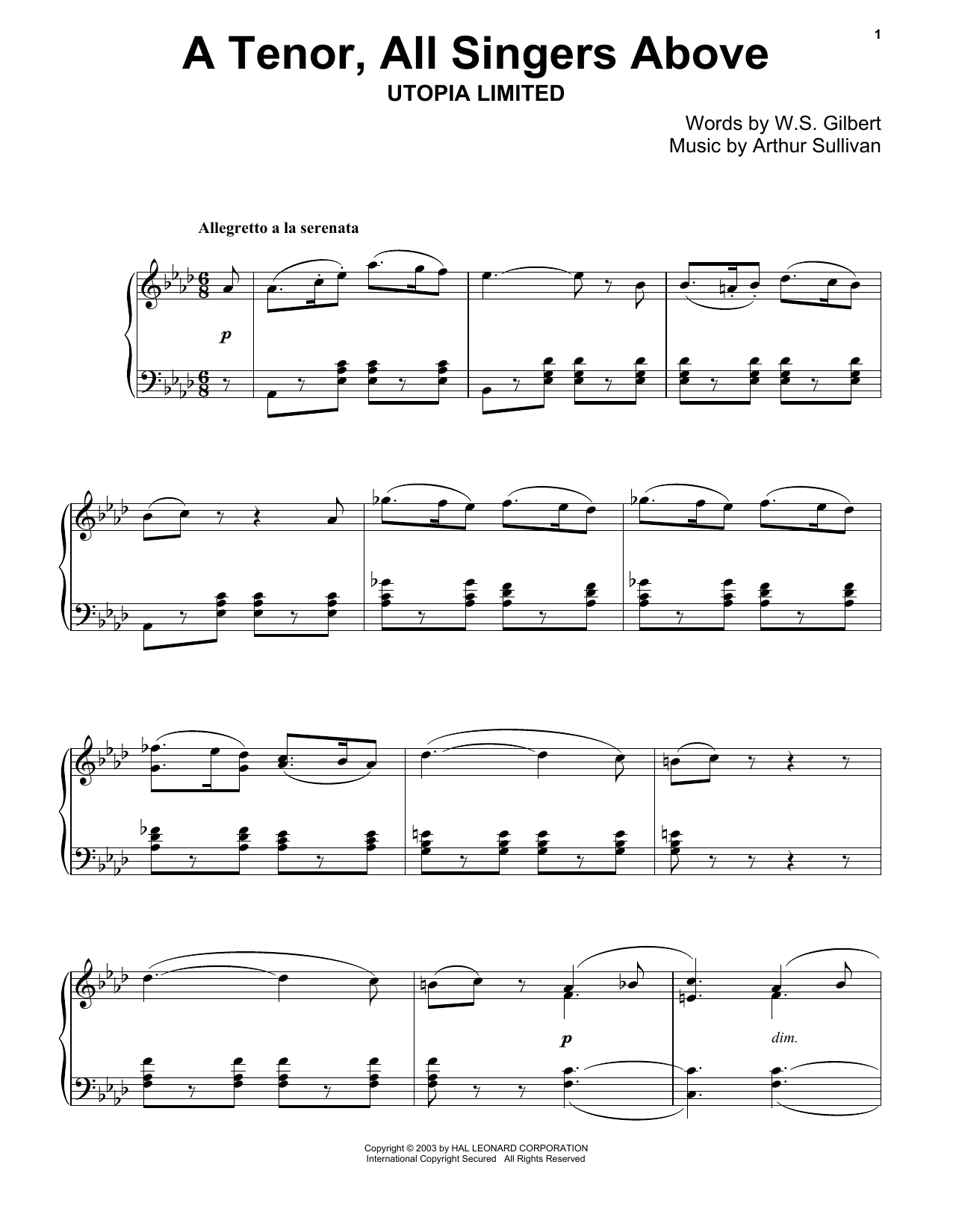 Learn to play Gilbert & Sullivan A Tenor, All Singers Above sheet music for Piano & Vocal in minutes. Price: 7.8900$ Gilbert & Sullivan A Tenor, All Singers Above sheet music notes and chords arranged for Piano & Vocal
