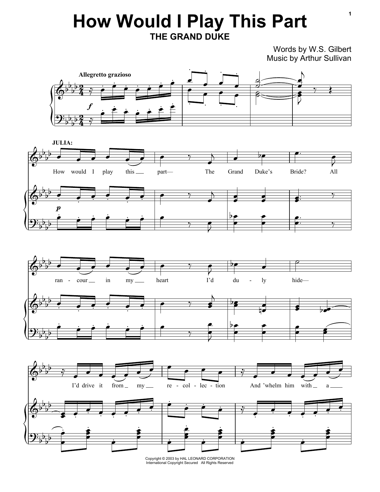 Gilbert & Sullivan How Would I Play This Part sheet music notes and chords. Download Printable PDF.