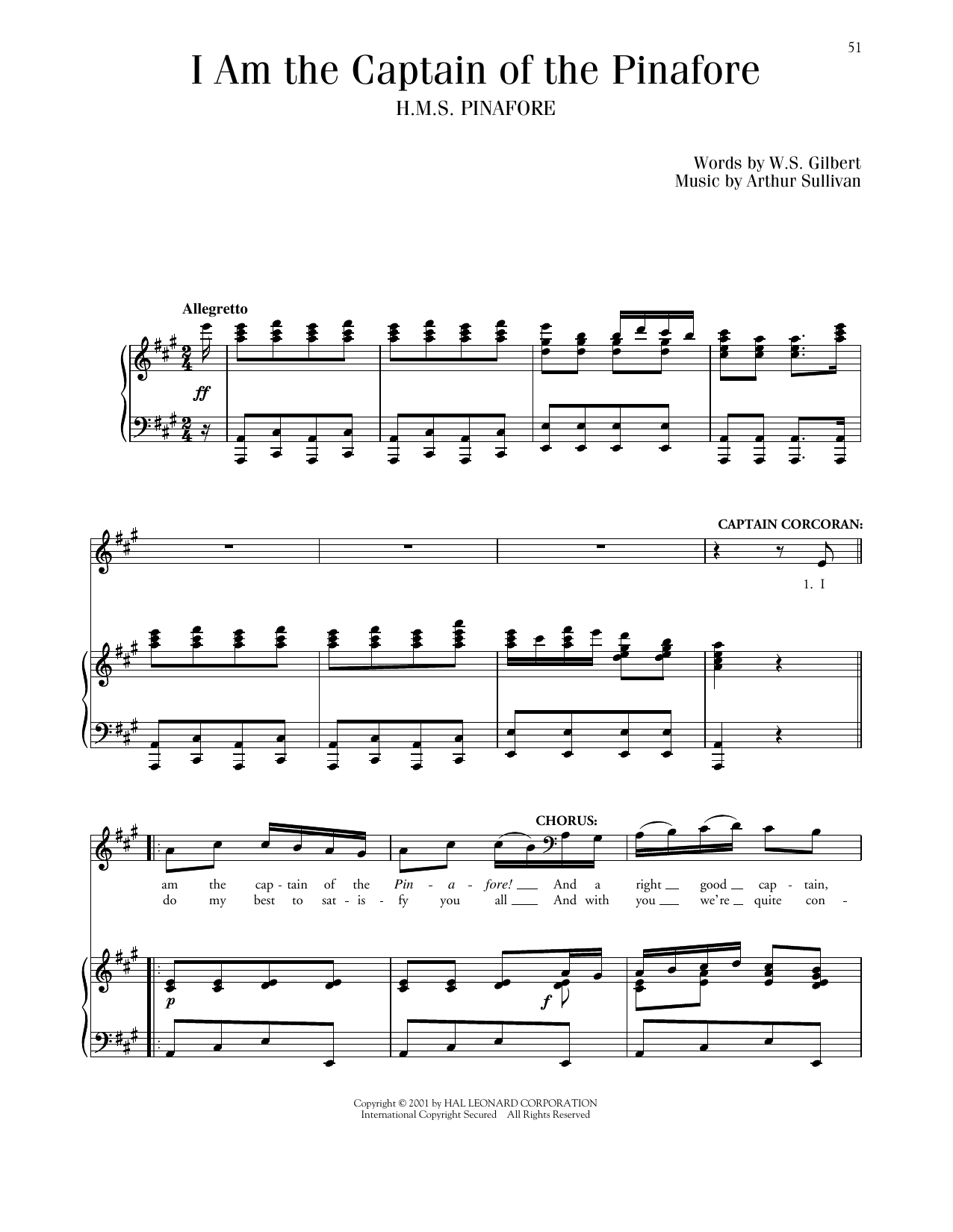 Gilbert & Sullivan I Am The Captain Of The Pinafore sheet music notes and chords. Download Printable PDF.