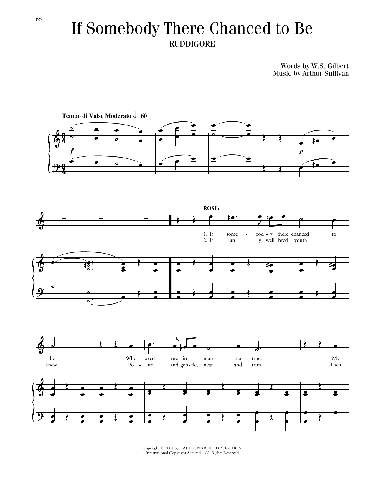 Gilbert & Sullivan If Somebody There Chanced To Be (from Ruddigore) sheet music notes and chords. Download Printable PDF.