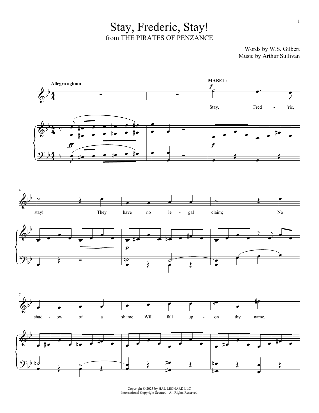 Learn to play Gilbert & Sullivan Stay, Frederic, Stay! (from The Pirates Of Penzance) sheet music for Piano & Vocal in minutes. Price: 7.8900$ Gilbert & Sullivan Stay, Frederic, Stay! (from The Pirates Of Penzance) sheet music notes and chords arranged for Piano & Vocal