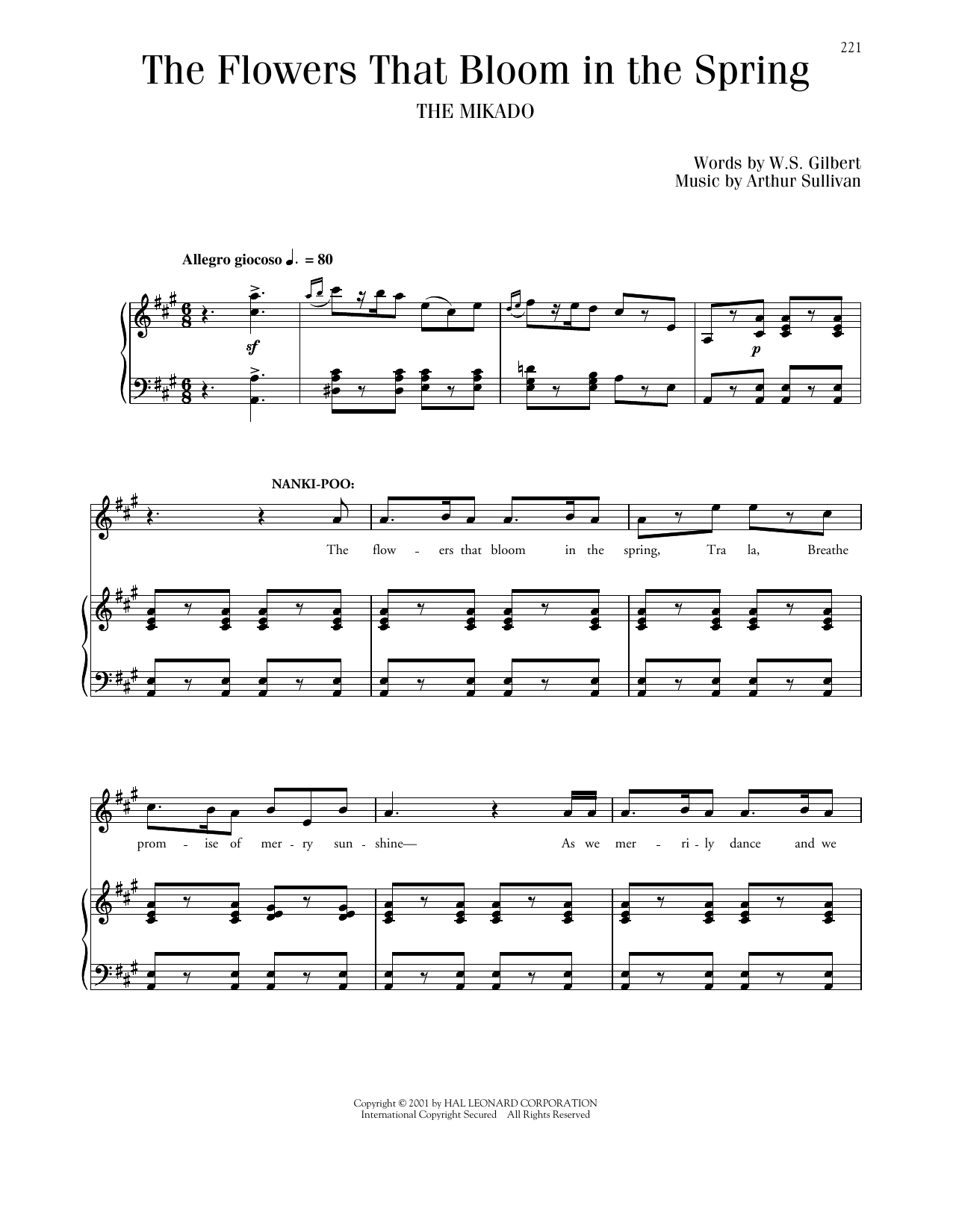 Gilbert & Sullivan The Flowers That Bloom In The Spring sheet music notes and chords. Download Printable PDF.