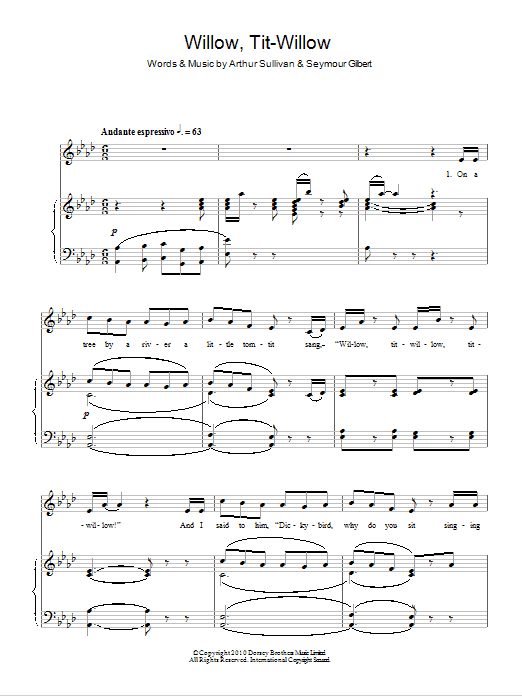 Gilbert & Sullivan Tit-Willow sheet music notes and chords arranged for Piano & Vocal