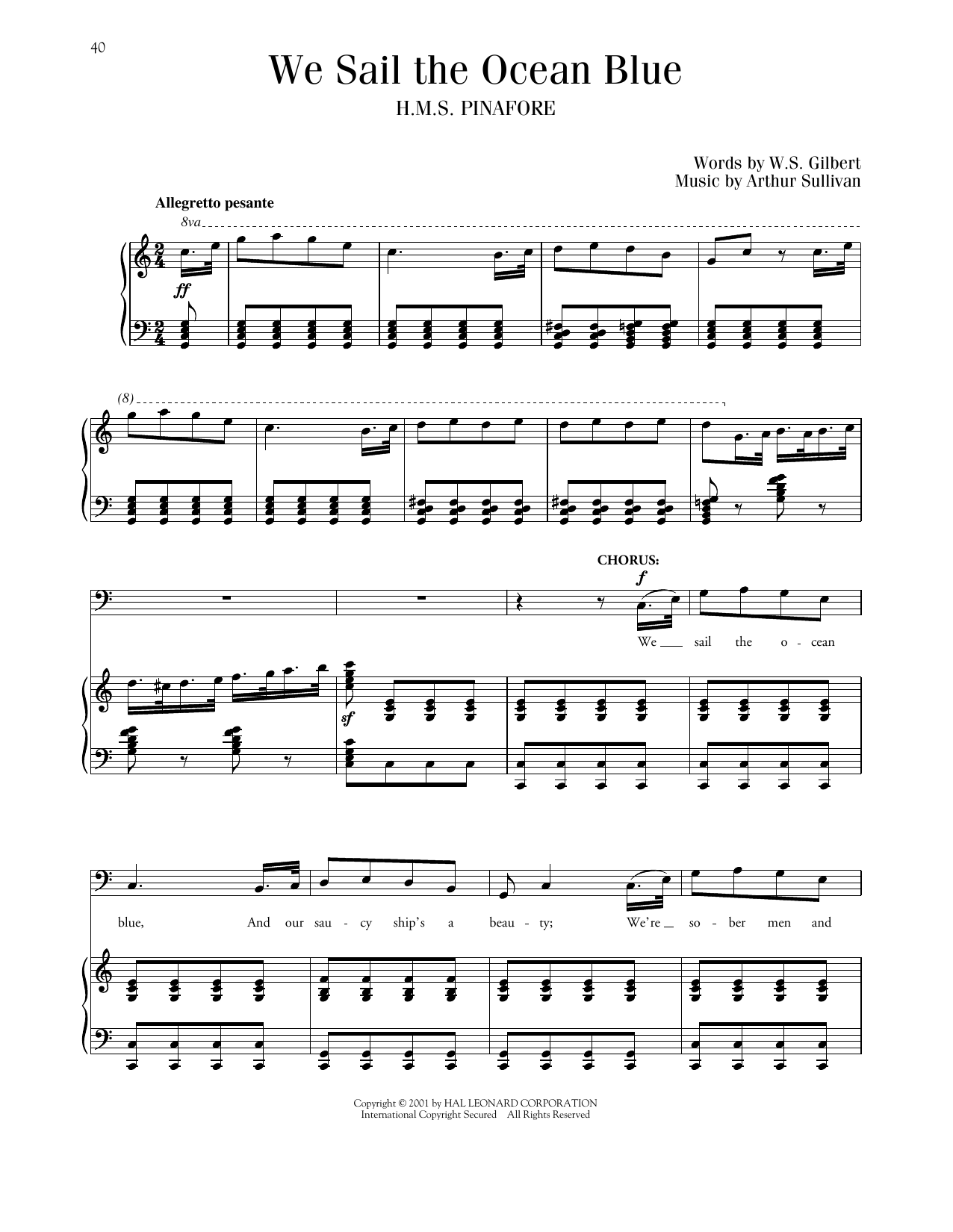 Gilbert & Sullivan We Sail The Ocean Blue sheet music notes and chords. Download Printable PDF.