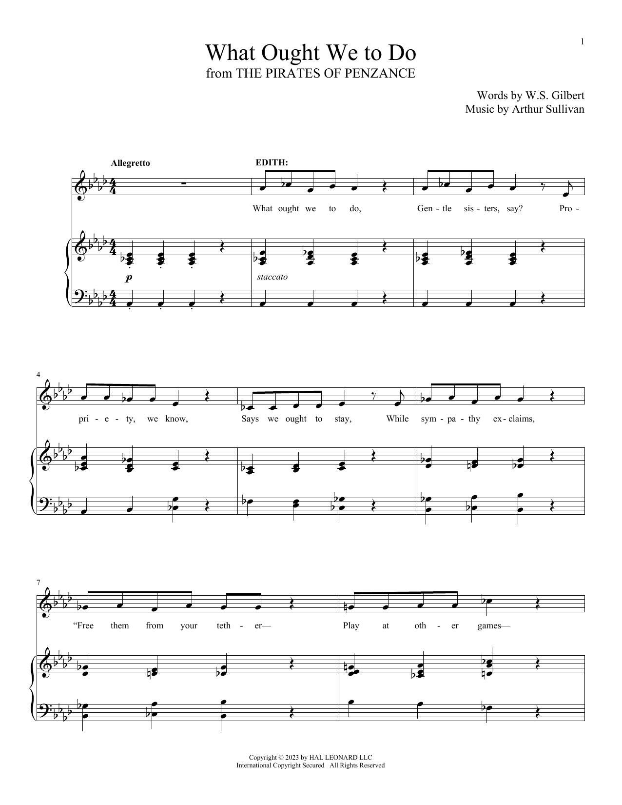 Learn to play Gilbert & Sullivan What Ought We To Do (from The Pirates Of Penzance) sheet music for Piano & Vocal in minutes. Price: 7.8900$ Gilbert & Sullivan What Ought We To Do (from The Pirates Of Penzance) sheet music notes and chords arranged for Piano & Vocal