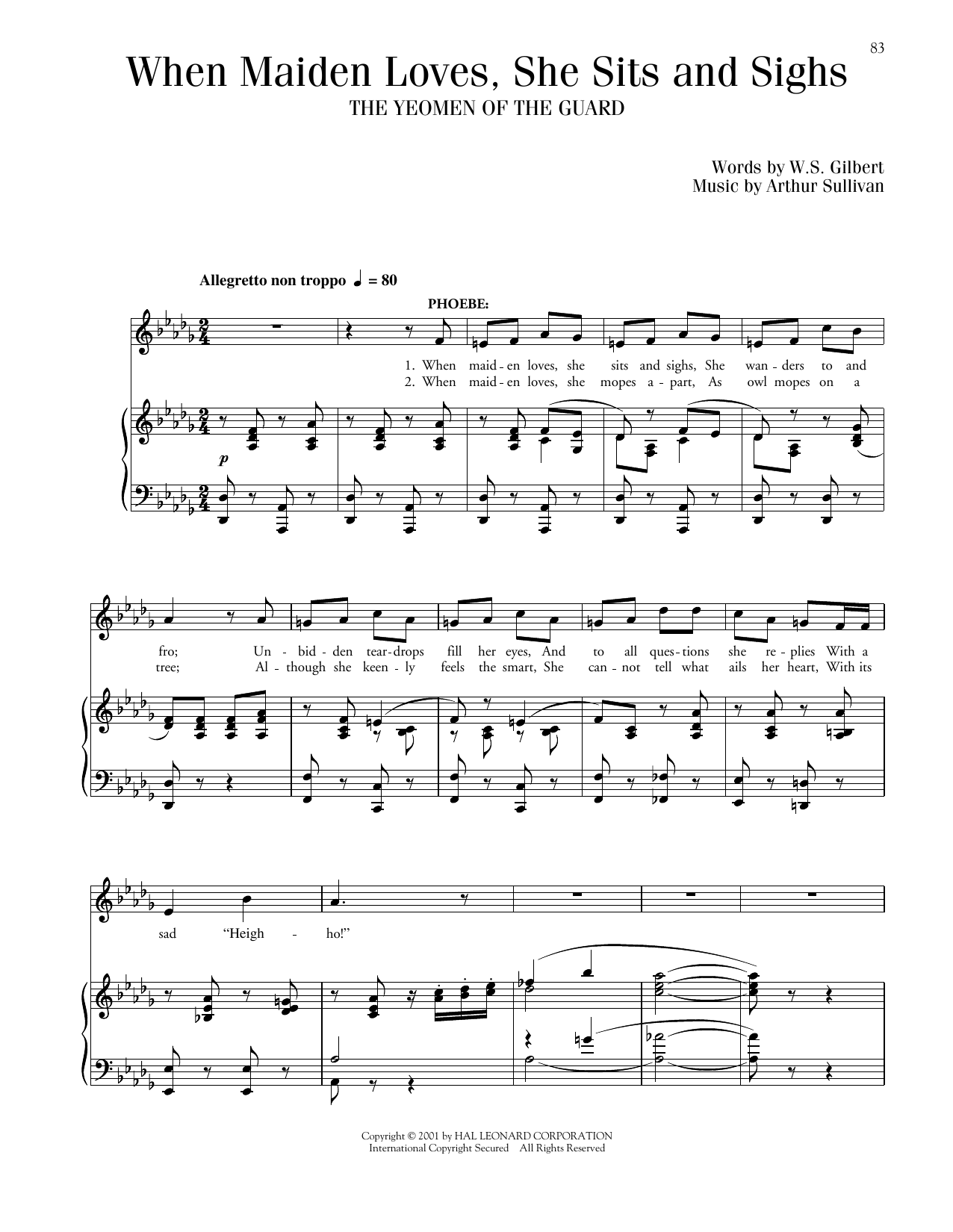 Learn to play Gilbert & Sullivan When Maiden Loves, She Sits And Sighs sheet music for Piano & Vocal in minutes. Price: 7.8900$ Gilbert & Sullivan When Maiden Loves, She Sits And Sighs sheet music notes and chords arranged for Piano & Vocal