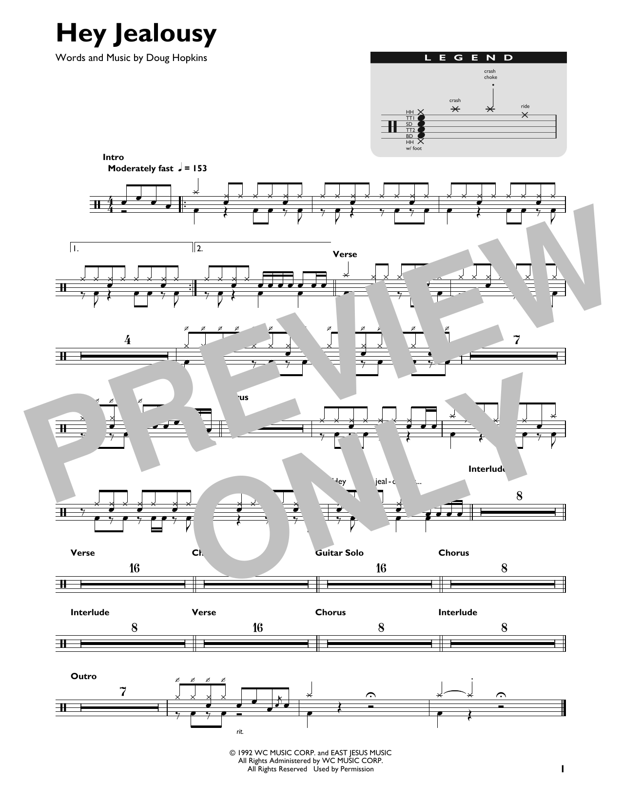 Gin Blossoms Hey Jealousy sheet music notes and chords. Download Printable PDF.