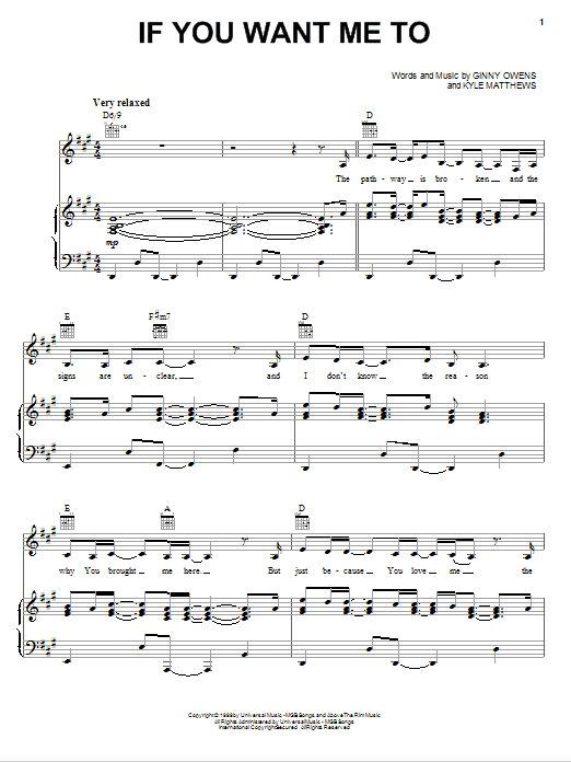 Ginny Owens If You Want Me To sheet music notes and chords. Download Printable PDF.