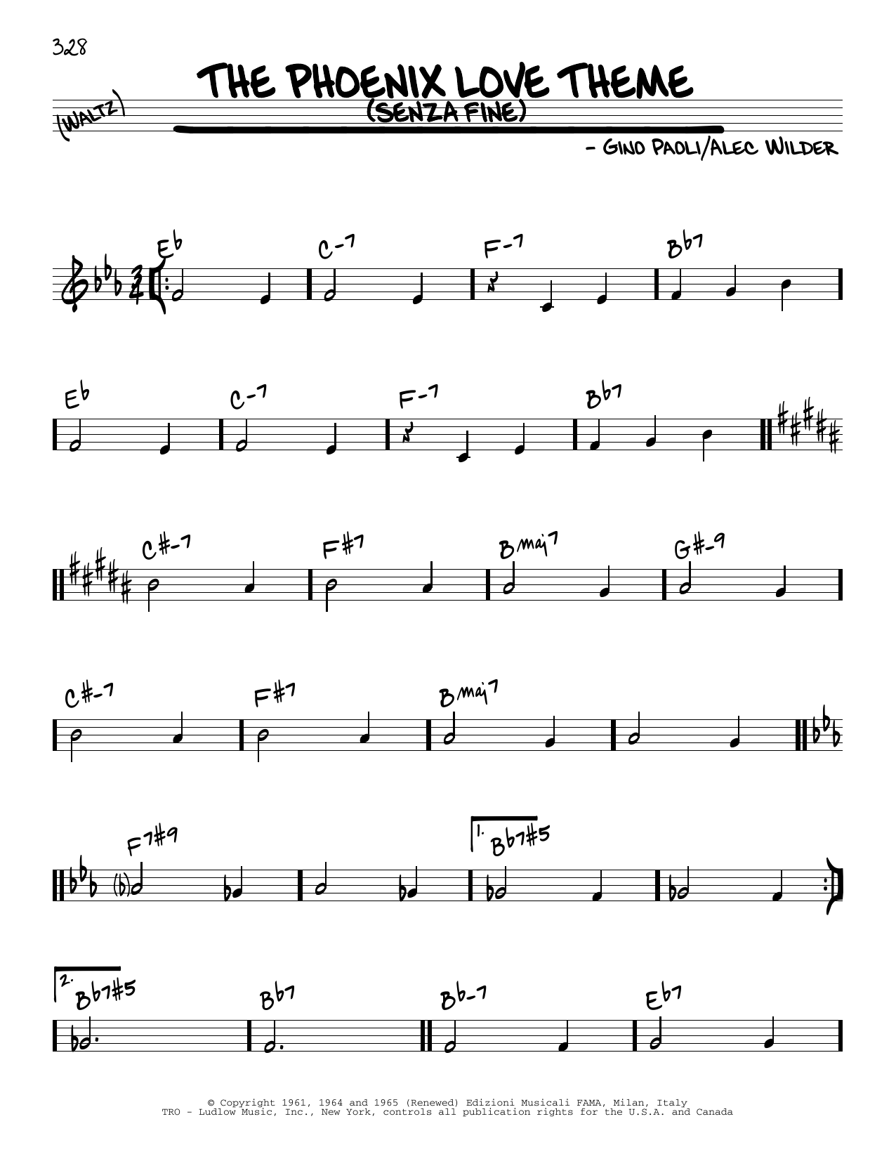 Gino Paoli The Phoenix Love Theme (Senza Fine) sheet music notes and chords. Download Printable PDF.