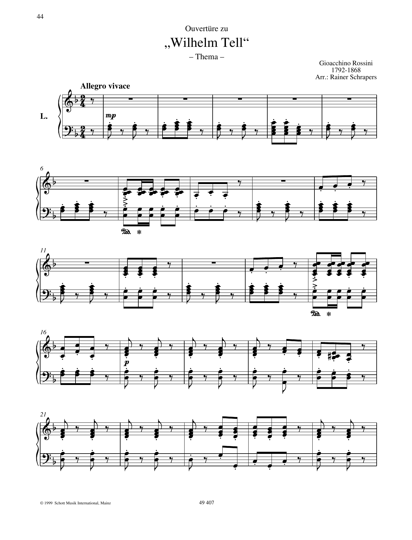Learn to play Gioacchino Rossini Overture to Gioacchino Rossini Overture to