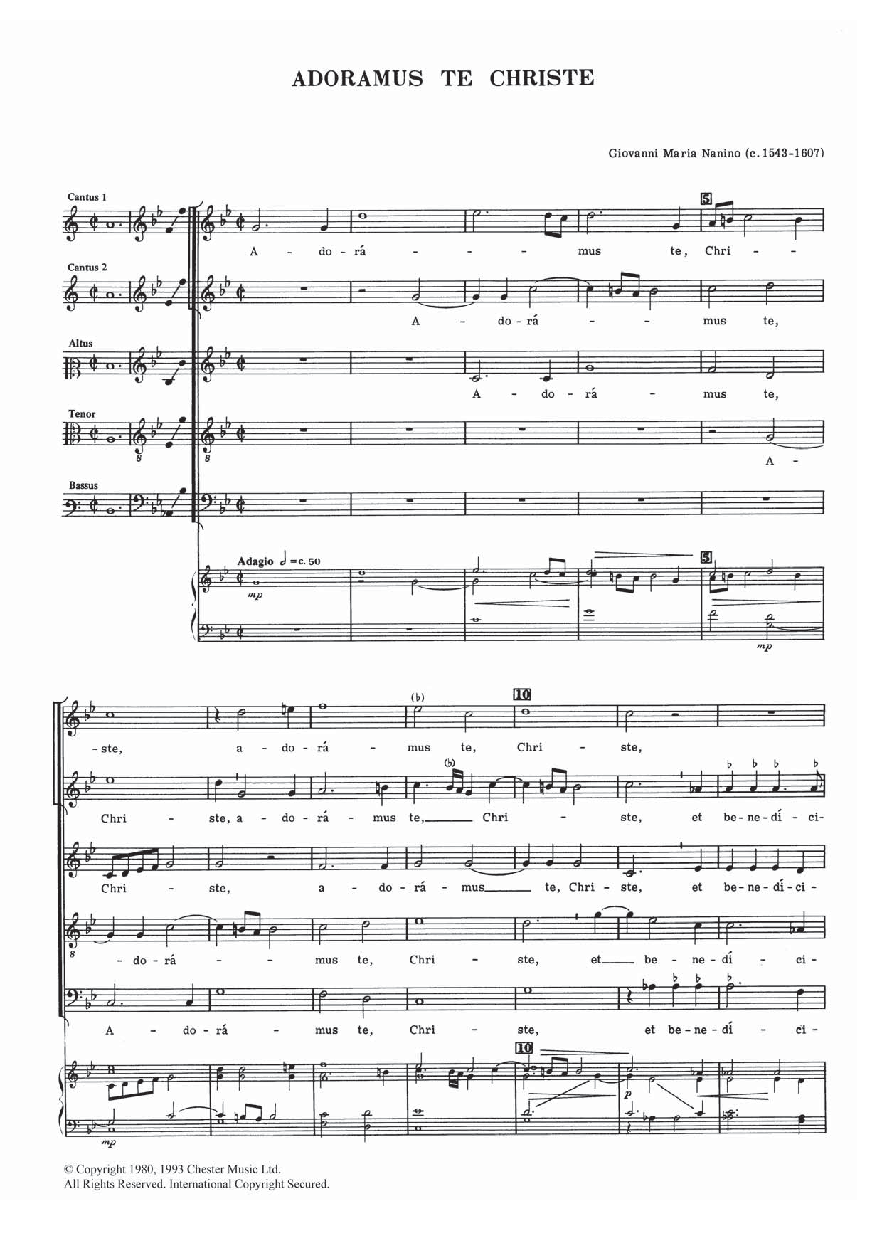 Learn to play Giovanni Maria Nanino Adoramus Te Christe sheet music for Piano, Vocal & Guitar Chords in minutes. Price: 7.8900$ Giovanni Maria Nanino Adoramus Te Christe sheet music notes and chords arranged for Piano, Vocal & Guitar Chords