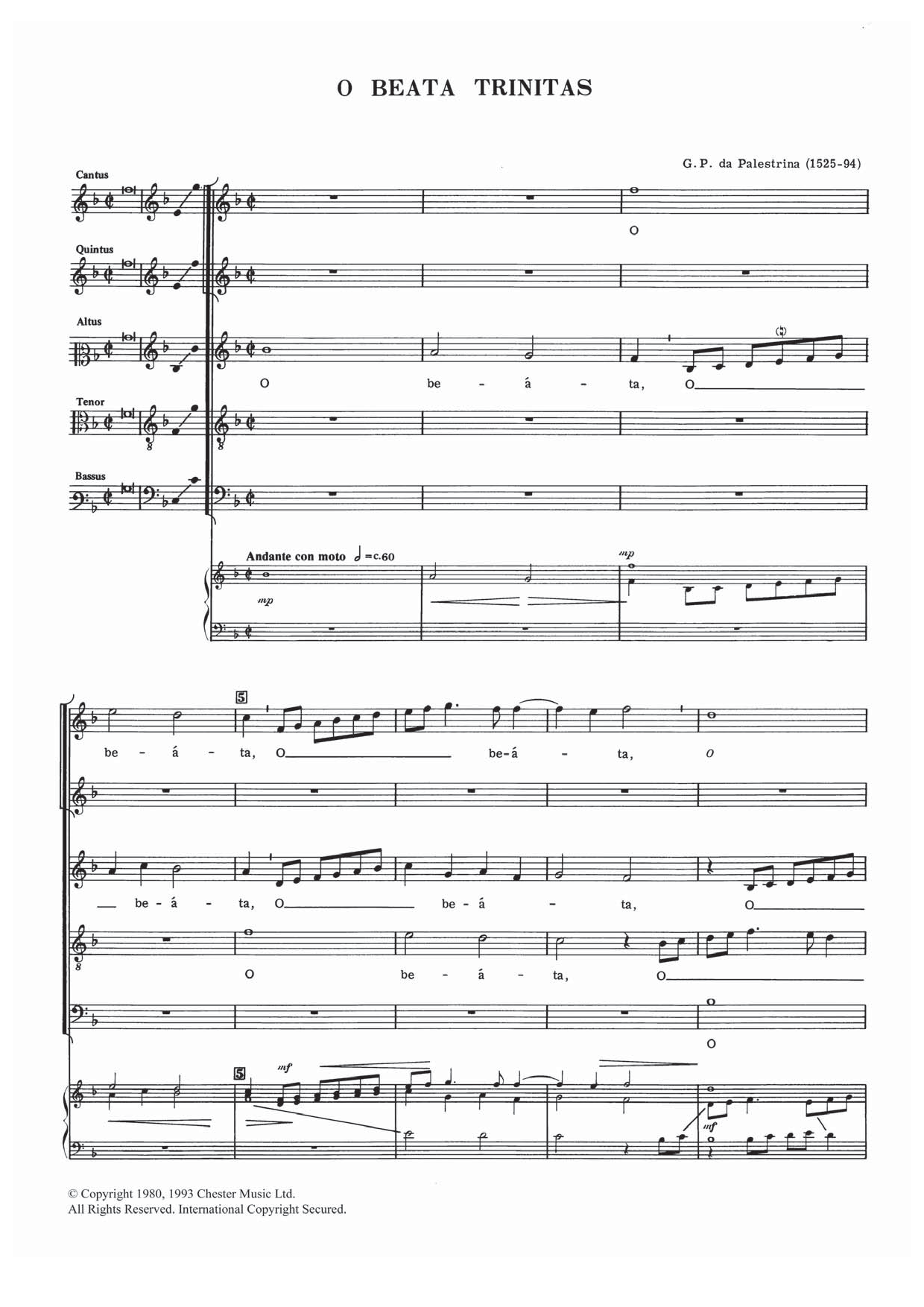 Learn to play Giovanni Palestrina O Beata Trinitas sheet music for Piano, Vocal & Guitar Chords in minutes. Price: 7.8900$ Giovanni Palestrina O Beata Trinitas sheet music notes and chords arranged for Piano, Vocal & Guitar Chords