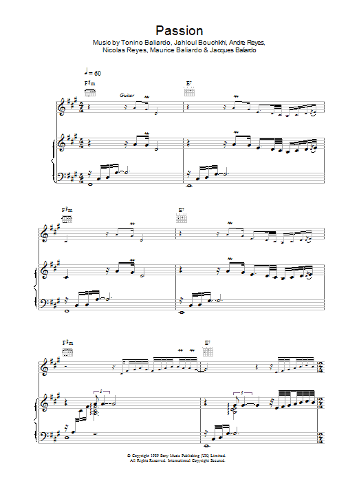 Learn to play Gipsy Kings Passion sheet music for Piano, Vocal & Guitar Chords in minutes. Price: 7.8900$ Gipsy Kings Passion sheet music notes and chords arranged for Piano, Vocal & Guitar Chords