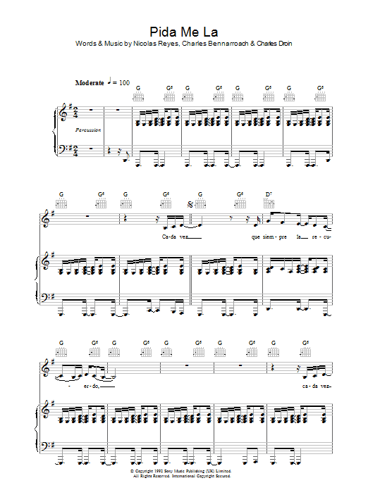 Learn to play Gipsy Kings Pida Me La sheet music for Piano, Vocal & Guitar Chords in minutes. Price: 7.8900$ Gipsy Kings Pida Me La sheet music notes and chords arranged for Piano, Vocal & Guitar Chords