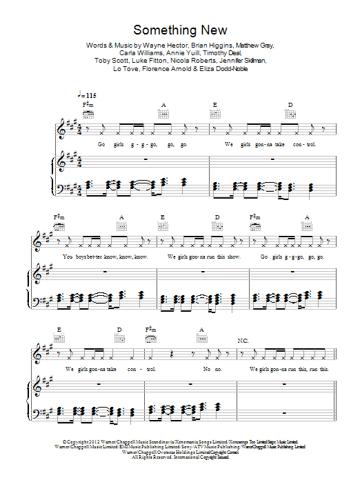 Learn to play Girls Aloud Something New sheet music for Piano, Vocal & Guitar Chords in minutes. Price: 7.8900$ Girls Aloud Something New sheet music notes and chords arranged for Piano, Vocal & Guitar Chords