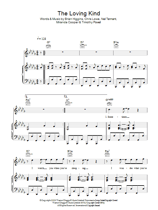 Learn to play Girls Aloud The Loving Kind sheet music for Piano, Vocal & Guitar Chords in minutes. Price: 7.8900$ Girls Aloud The Loving Kind sheet music notes and chords arranged for Piano, Vocal & Guitar Chords