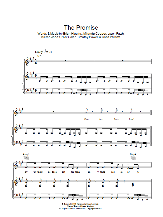 Girls Aloud The Promise sheet music notes and chords arranged for Piano, Vocal & Guitar Chords