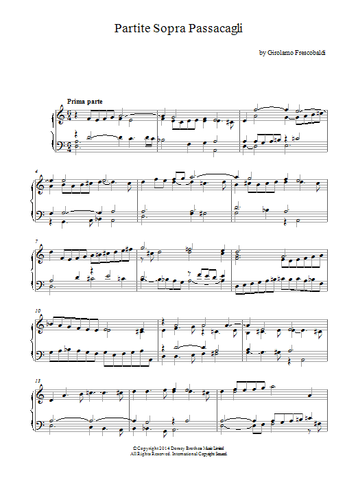 Learn to play Girolamo Frescobaldi Partite Sopra Passacagli sheet music for Piano Solo in minutes. Price: 7.8900$ Girolamo Frescobaldi Partite Sopra Passacagli sheet music notes and chords arranged for Piano Solo