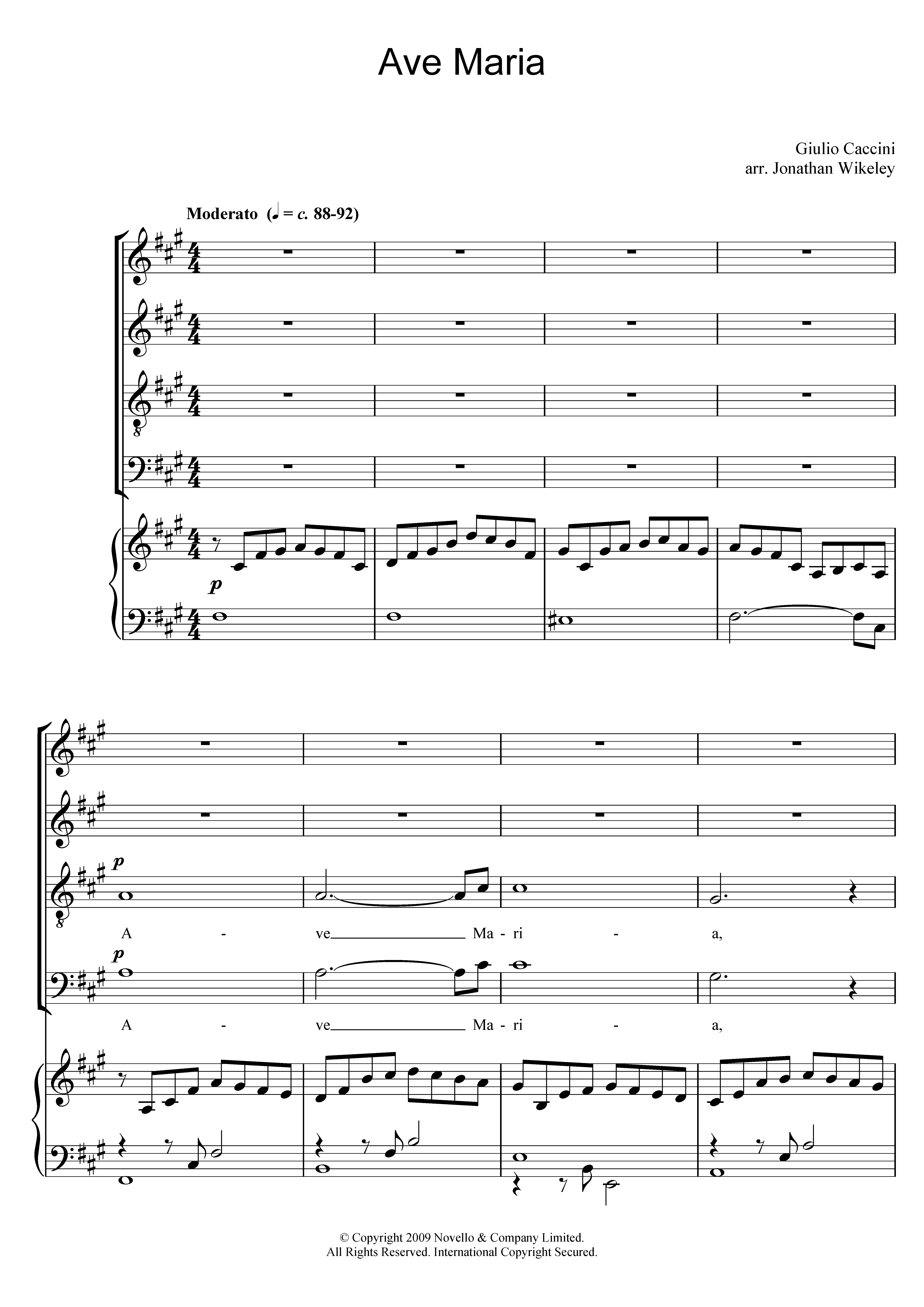 Giulio Caccini Ave Maria sheet music notes and chords arranged for SATB Choir