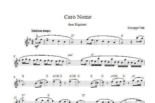 Giuseppe Verdi Caro Nome (from Rigoletto) sheet music notes and chords. Download Printable PDF.