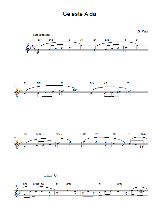 Giuseppe Verdi Celeste Aida sheet music notes and chords. Download Printable PDF.