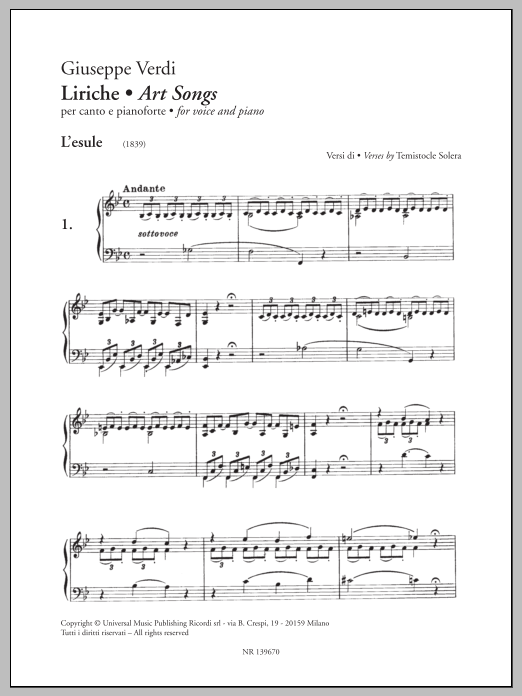 Giuseppe Verdi Liriche (Art Songs) sheet music notes and chords. Download Printable PDF.